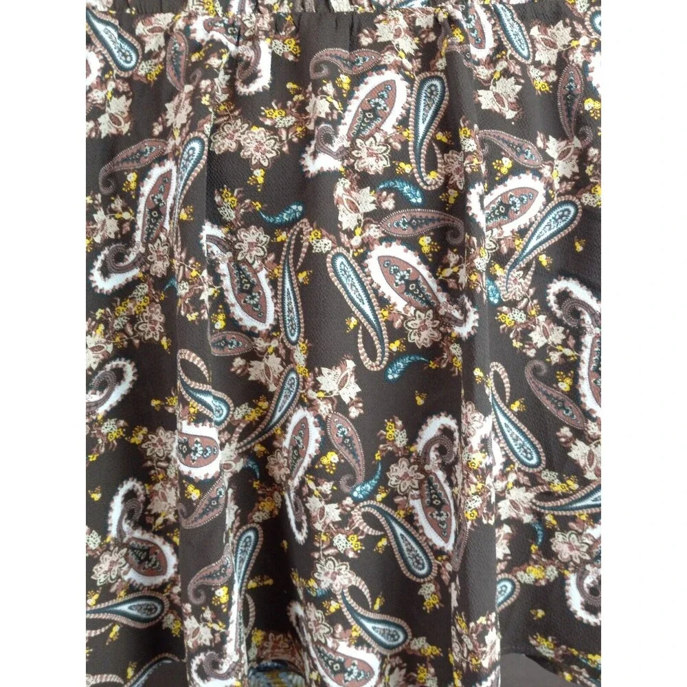 NWT Stitch Fix Vero Moda Brown Paisley Print High Waist Skater Skirt Sz Medium